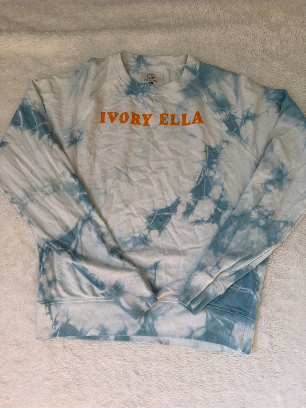 Tie-dyed Ivory Ella Blue Sweatshirt Sz XS
